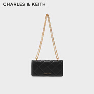 CHARLES&KEITH質(zhì)感菱格鏈條小方錢包女包包女包生日禮物CK6-10680924 Black黑色 XS