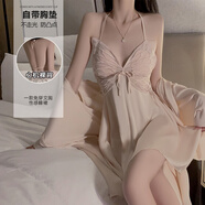 瑰若新款情趣內(nèi)衣女夫妻刺激高檔蝴蝶結(jié)套裝聚攏性感睡衣大碼高端睡裙 【套裝】【睡裙+外袍】杏粉-蝶影精靈 XXXL(160-180斤)