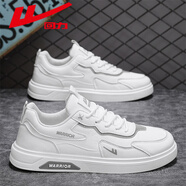 回力男鞋休閑鞋男士秋秋季皮面韓版潮流透氣板鞋黑色百搭鞋子男 白灰 43