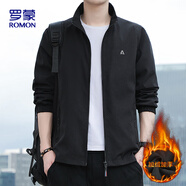 羅蒙（ROMON）夾克男潮流冬季商務(wù)行政立領(lǐng)休閑防風(fēng)加絨外套男裝JK83黑色M