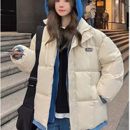 NASALIKE加厚假兩件連帽棉服女工裝情侶棉衣網(wǎng)紅款冬季2025新款潮學生棉襖 港文化my20米白色 M