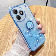 羅璐鷗 榮耀X50i+手機(jī)殼女款軟殼硅膠殼LLY-AN00外殼防摔指環(huán)支架保護(hù)套電鍍高級(jí)水鉆漸變閃粉 【漸變遠(yuǎn)峰藍(lán)】+指環(huán)支架+全屏保護(hù)膜 榮耀X50i+