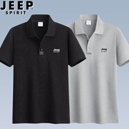 JEEP SPIRIT吉普短袖T恤男polo半袖夏季新款t恤衫男士商務(wù)休閑翻領(lǐng)上衣體恤純 BYBL-8638灰色+黑色 2XL 【建議145-165斤】