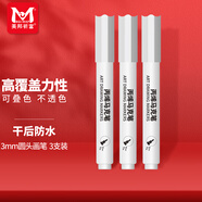 美邦祈富丙烯馬克筆防水畫(huà)鞋手繪diy涂鴉筆套裝畫(huà)筆衣服T恤石頭木頭玻璃上色顏料水性水彩筆銀色3支裝美育