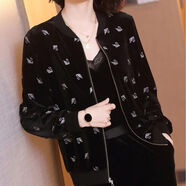 矜持范休閑金絲絨外套女春秋季女裝新款衣服韓版寬松洋氣棒球服長袖夾克 5008小天鵝白 M