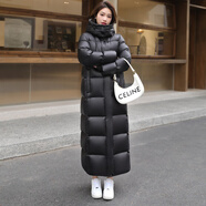 ADANMON超厚輕盈95%羽絨服女高克重新款過膝加長款寬松加厚冬季男女外套 優(yōu)雅黑 95白鴨絨（男女同款） 2XL 體重170斤以內穿