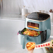 飛利浦（PHILIPS）海星空氣炸鍋 家用5.6L大容量智能觸屏 多功能全自動透明可視+不 可視不用翻面5.6l藍(lán) 6L