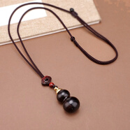 煥云閣【可打開(kāi)】空心葫蘆紫檀木項鏈男女百搭黑檀木吊墜毛衣鏈長(cháng)款掛件 黑檀銅蓋葫蘆項鏈