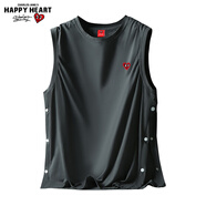 查爾斯桃心背心男女同款愛(ài)心logo刺繡側(cè)開(kāi)排扣潮流百搭純棉寬松透氣坎肩