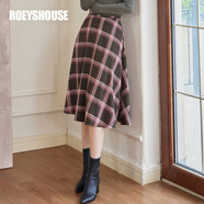 ROEYSHOUSE羅衣復(fù)古英倫風(fēng)大擺格子半身裙冬裝新款優(yōu)雅收腰中長裙00798 花色 S
