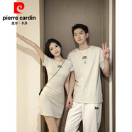 皮爾卡丹（pierre cardin）不一樣情侶裝夏裝質(zhì)感套裝一裙一衣2025新款短袖t恤女連衣裙 男上衣+女連衣裙(圖片色) S M =男M+女S