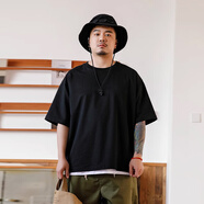 韋恩澤維爾 WAYNEXZAVIER大碼五分袖t恤男白色夏季圓領重磅加肥加大胖子潮牌7911 黑色 4XL（230-250斤）