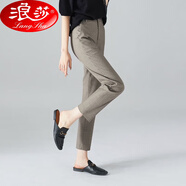 浪莎煙管褲女西裝褲2025春夏新款百搭九分直筒褲小個(gè)子休閑褲女小腳褲 燕麥色 M 【建議100-110斤】