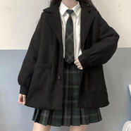 AJEFEFATjk制服秋冬日系小個(gè)子短款毛呢大衣黑紅呢子外套搭配套裝女時(shí)尚 黑色 JK外套 S