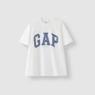 蓋璞（GAP）男女裝2024夏季牛仔拼接logo短袖T恤簡(jiǎn)約百搭上衣466766 白色466766 185/104A(XXL) 亞洲尺碼