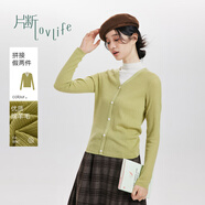 片斷（dribs＆drabs）片斷毛衣女新款半高領(lǐng)假兩件撞色小眾基礎打底彈力百搭上衣 牛油果綠 155/80A/S