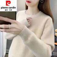 皮爾卡丹圓領(lǐng)水貂絨毛衣女套頭2025秋冬新款針織衫外穿上衣內(nèi)搭加厚打底衫 杏色 M [100-118斤]
