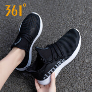 361°女鞋運動鞋女跑步鞋夏季透氣361度網(wǎng)面時尚休閑鞋女運動鞋子R 烏黑色/太空灰 35