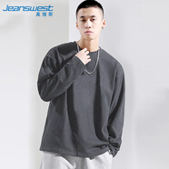 真維斯（JEANSWEST）T恤男2025秋季純棉簡(jiǎn)約純色男士打底衫長(zhǎng)袖T恤男灰色L
