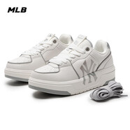MLB男學長鞋 運動鞋男鞋子增高休閑鞋女情侶厚底板鞋四季款SXCLB3N 紐約洋基隊/銀色 36