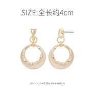 osewaya耳夾無耳洞女復(fù)古耳釘圈圈耳環(huán)氣質(zhì)綠色耳墜簡(jiǎn)約時(shí)尚圓環(huán)耳飾 白色耳釘