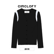 CIRCLOFY瑟夕鏤空v領(lǐng)針織衫開(kāi)衫女2025春季上衣露肩長(cháng)袖毛衣打底衫外套 磨砂黑 165/88A/L