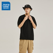 真維斯（Jeanswest）男裝夏季新款 青春活力純棉舒適寬松圓領(lǐng)印花短袖T恤JR 黑2010 M 170/92A