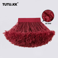 女童tutu裙春夏季兒童半身裙禮服寶寶突突裙子蓬蓬紗裙兔兔短裙 酒紅撒銀(升級新超柔） 120 (M) (適合身高105-120CM)