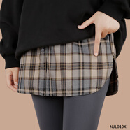 紐菲奧納屁簾冬季疊穿內搭打底洋氣半身裙子百搭假下擺大碼小屁簾子遮屁股 卡其灰藍格 XL 115-40斤