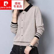 皮爾卡丹（pierre cardin）毛衫冬季新款加絨加厚毛衣中年翻領(lǐng)針織衫保暖帶領(lǐng)毛衣女打底衫 駝色  M 建議105斤以內(nèi)