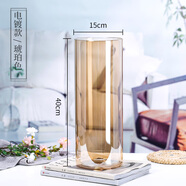 奇敬大號直筒高硼硅玻璃花瓶馬醉木富貴竹專用花瓶客廳酒店花瓶擺件 【口15×高40cm】電鍍琥珀色 玻璃花瓶（不含花）