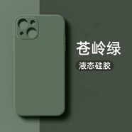 阿斯?。ˋTHDDIN） 新款iPhone蘋果系列型號手機殼硅膠軟殼純色直邊精孔 帶蘋果標 暗夜綠【純色硅膠殼+膜】 蘋果11