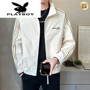 花花公子（PLAYBOY）男外套夏季休閑運動上衣服2025潮流立領夾克男裝 18007卡其 XL 126-140斤