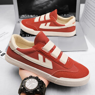 回力帆布鞋女2025秋冬新款情侶款男女鞋系帶平底鞋學(xué)生休閑鞋布鞋子女 鐵銹紅米 41