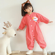 憶愛(ài)爬爬服嬰兒戶(hù)外連體罩衣寶寶爬行罩衣防臟兒童秋冬季耐磨爬行服 爬爬服 開(kāi)心兔【玫紅】 100cm (建議83-90cm)