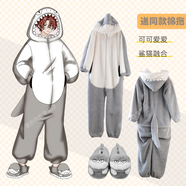 束時(shí)·創(chuàng  )漫動(dòng)漫卡通連體睡衣男女秋冬加厚珊瑚絨青少年學(xué)生大碼家居服套裝 鯊貓連體(加厚珊瑚絨)+棉鞋 6XL (180-188cm,適99-125kg)