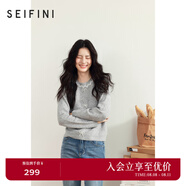 詩凡黎（'SEIFINI）【蝶戀花】詩凡黎毛針織衫蝴蝶結(jié)蕾絲浪漫千金女25春夏新毛衣圓領(lǐng) 灰色 M