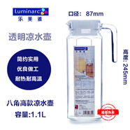 樂(lè )美雅家用條紋壺八角壺涼水壺玻璃冷水壺扎壺鴨嘴壺玻璃水壺耐熱大容量 八角壺1.1L