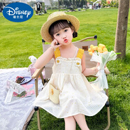 迪士尼（Disney）女小童洋氣夏季薄款花朵吊帶連衣裙寶寶2025新款時(shí)尚裙子夏裝可愛(ài) 黃色 90 (建議80-90cm 1-2周歲)