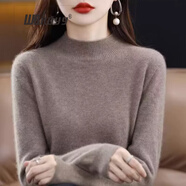 WBKOYY 半高領(lǐng)羊絨衫女100%山羊絨加厚毛衣修身純羊絨衫保暖打底衫上衣 駝色（升級禮盒包裝） M 建議95-110斤