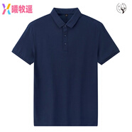 曦牧遙GUOGIEE/古璣Polo衫男士t恤短袖夏季休閑透氣色翻領(lǐng)爸爸裝 寶蘭 3XL 170-185斤