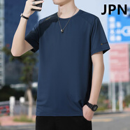 JPN運(yùn)動T恤男 輕奢潮牌夏季運(yùn)動薄款速干透氣冰絲休閑短袖大碼上衣 藏藍(lán) L 【110-130斤】