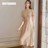 ROEYSHOUSE羅衣優(yōu)雅簡約肌理感大擺連衣裙女初夏新款氣質杏色裙子10373 杏色 M