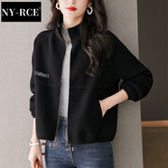 NY-RCE短款小香風(fēng)外套女2025年春秋新款小個子立領(lǐng)歐貨街頭棒球服夾克 黑色 2XL