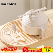 彩致（CAIZHI）泡面碗帶蓋小麥秸稈學(xué)生飯盒上班族碗筷餐具套裝5件套 CZ6548