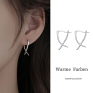 Warme Farben 日常通勤獨特小眾線(xiàn)條交叉耳扣高級感耳飾冷淡風(fēng)百搭耳環(huán)女 線(xiàn)條交叉耳扣