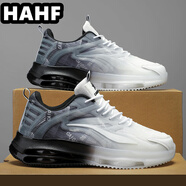 HAHF運動(dòng)鞋男春季氣墊減震大碼男鞋青少年潮跑步鞋增高大碼網(wǎng)面鞋子男 白黑網(wǎng)面款【pk22】 39