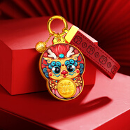 秦金黃金鑰匙扣蛇年本命生肖新年掛件平安符工藝品禮物送女友生日禮物 好事發(fā)生-平安龍掛件