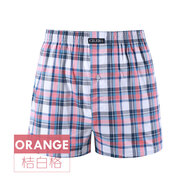 仕樂(lè )男士?jì)妊澕兠奁浇茄潓捤砂⒘_褲大碼肥佬內褲全棉短褲頭褲衩送男友 桔白格 1條 2XL