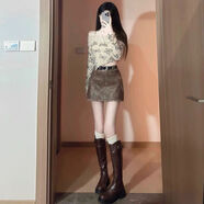 蘇碧顏夜店性感女裝2024新款套裝秋冬季韓劇鹽甜系辣妹純欲風(fēng)炸街一字肩 上衣+半身裙配腰帶 S 建議85-95斤